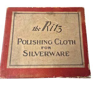 Vintage 1930s Ritz Silverware Polishing Cloth Set w/ Original Box Mustard Yellow